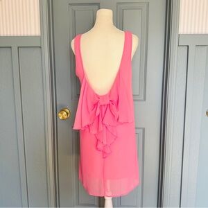 NWT Francesca’s Pink Bow Tie Halter Low Back Mini Dress